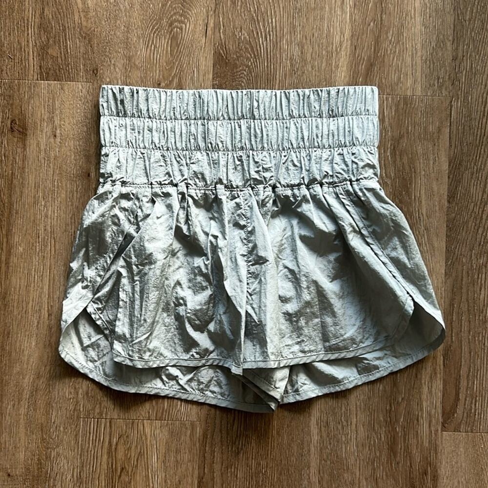 FP Movement The Way Home Shorts Silver Small High‎ Rise Athletic Workout